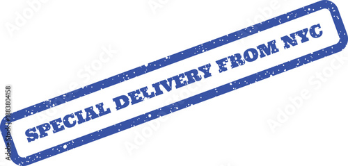 Textured blue rubber stamp design featuring the special delivery from NYC phrase for dispatch notifications