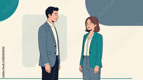 Business colleagues discussing strategy, modern flat illustration