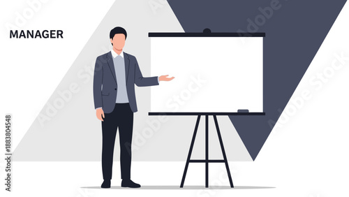 Business Manager Presenting on Whiteboard - Professional Illustration