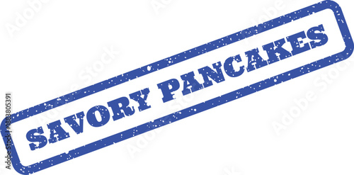 Textured stamp impression featuring the words SAVORY PANCAKES suitable for menu designs or food promotions