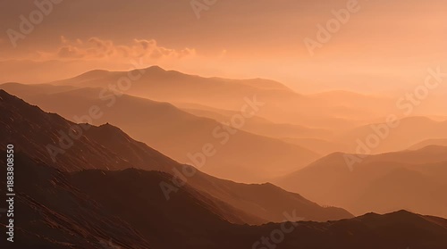 Wallpaper Mural Natural Mountain Ridge Scene with Golden Hour Sky and Haze Torontodigital.ca