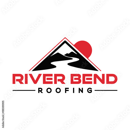 Vector illustration of an abstract company logo design featuring a house and roof element symbol for a real estate business building and construction concept