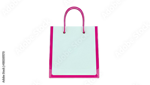 White shopping bag with bright pink trim and handles