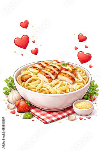 Chicken Alfredo - Valentine's Day Themed with Hearts