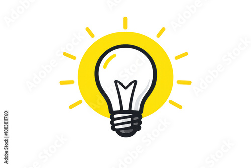 Light bulb shining, representing creativity, innovation, solution, idea, and inspiration in business and education