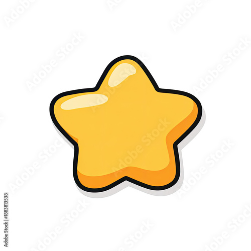 A cartoon-style golden star with five points, highlighted and outlined against black