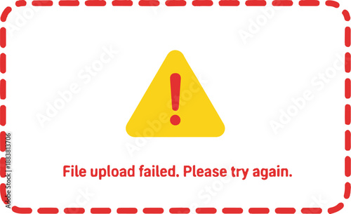 Error notification interface element displaying warning sign and message on screen