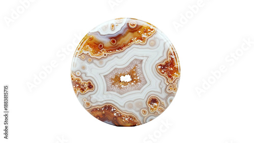 Polished Agate Slice with Crystal Geode Center