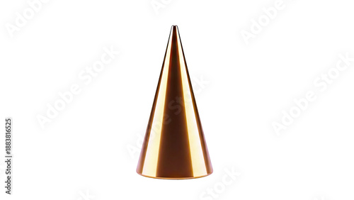 Shiny Golden Cone on White Background