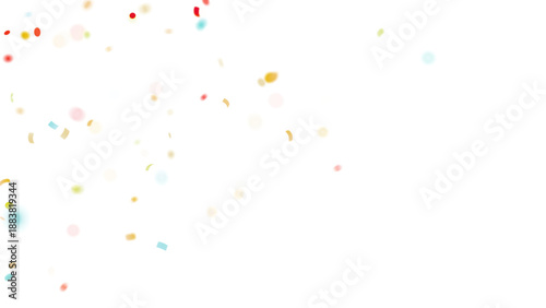 Abstract 3d render multicolored confetti explosion. Colorful bright confetti isolated on transparent PNG