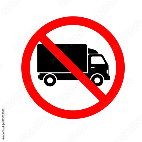 No trucks allowed sign with red circle and diagonal line