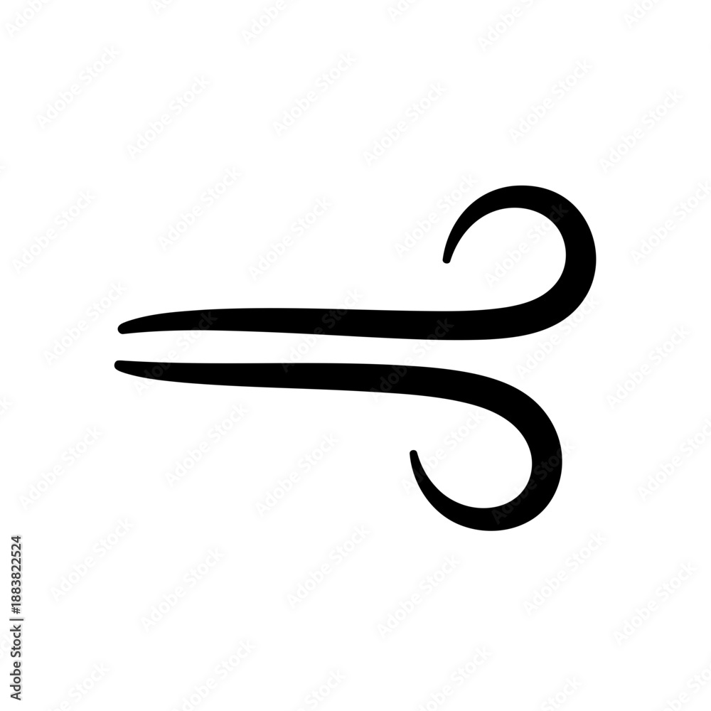 Obraz premium A stylized black wind symbol or icon on a plain