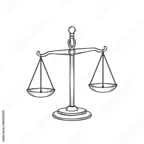 A line drawing of a balance scale