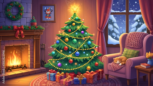 Wallpaper Mural Decorated Christmas tree symbolizing holiday celebration and joy Torontodigital.ca