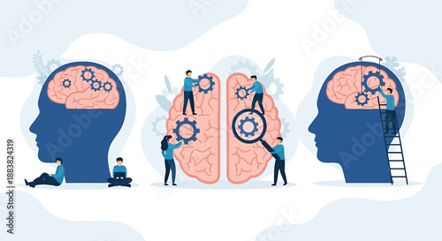 Human Brain Cognitive Process and Mental Health Concept.