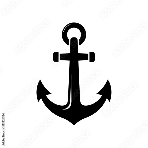 Black silhouette of an anchor symbol nautical icon