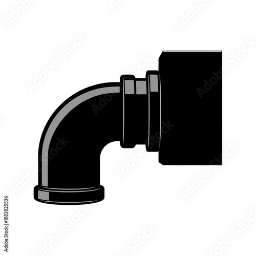 Black elbow pipe fitting connector on for plumbing