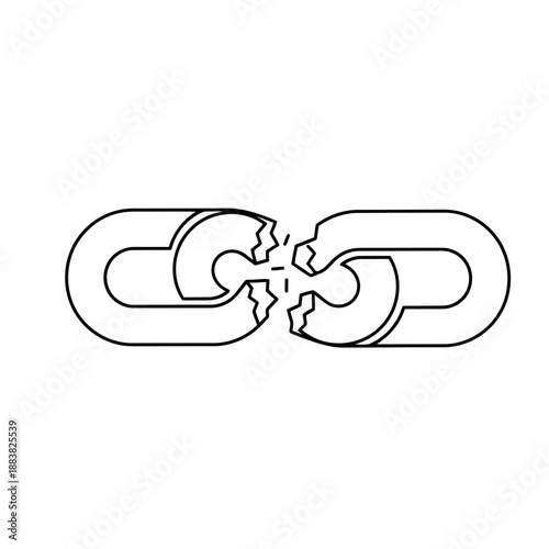 Black and white broken chain link on for freedom