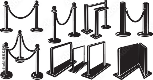 Crowd control barriers and ropes for event management purposes