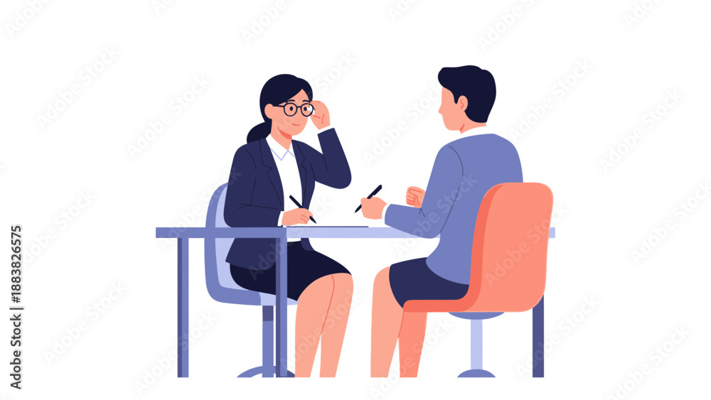 Obraz premium Business Meeting: Interview or Discussion Between Two Professionals