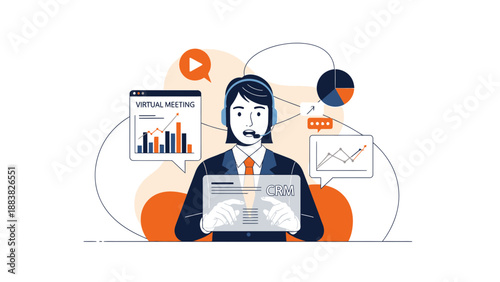Virtual Meeting Operator with Analytics and Data Visualization