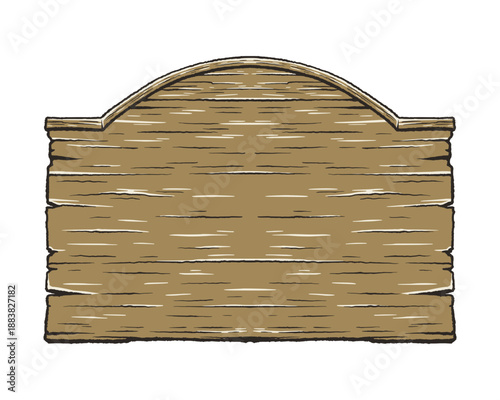 Vintage Rounded Wooden Signboard Isolated on Transparent Background