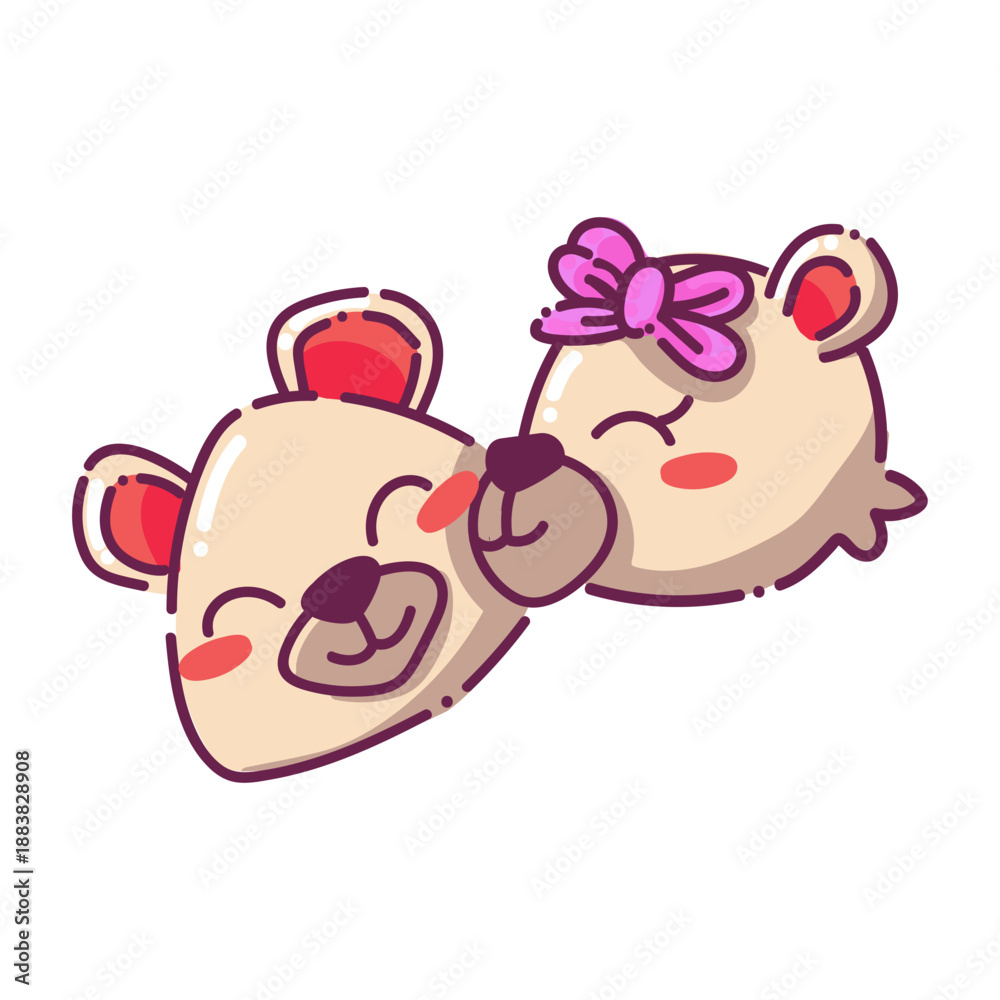 Naklejka premium Teddy Bear Couple Hugging Icon