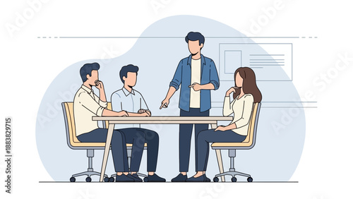 Business meeting collaboration, team discussion, and presentation planning