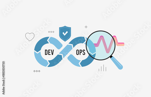 Devops in healthcare with ai diagnostics, ehr systems, telemedicine and remote monitoring, RPM devices, data analytics and patient engagement through cloud automation isolated vector illustration