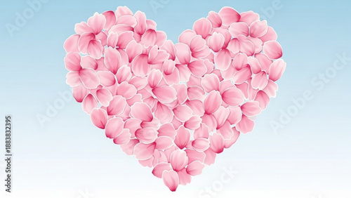 Heart shape made of delicate pink flower petals a symbol of love and romance perfect for spring themes and Valentines Day designs