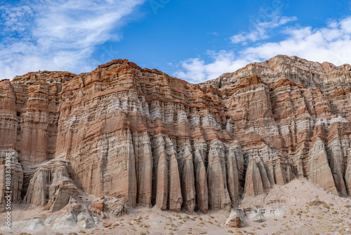 The Dove Spring Formation (formerly the Ricardo Formation), continental and lacustrine sediments containing lava flows and tuff.  Red Rock Canyon State Park, Kern County, California. Mojave Desert.