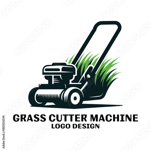 Grass Cutter Machine Vector Logo Design 