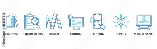 Software development life cycle banner web icon vector illustration concept	