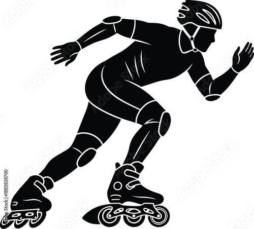 Outdoor Sports Silhouette of an Inline Skater in Action Pose Vector Illustration