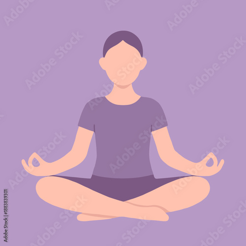 Person meditating in lotus pose flat