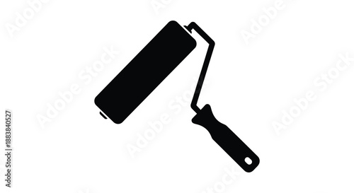 a stark black paint roller isolated against a plain white background showcasing a simple yet effective silhouette