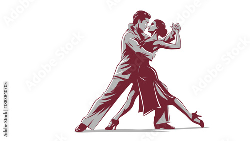 Vector illustration of a couple dancing tango in a dynamic pose