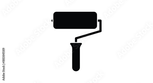 a simple black and white image depicting a paint roller tool rendered as a clean silhouette