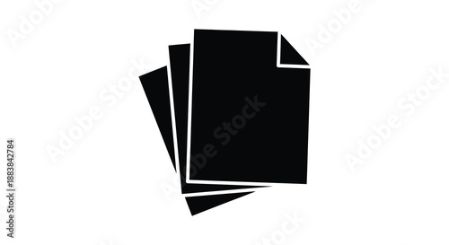 a stack of documents presented as a modern black and white graphic design featuring a striking silhouette