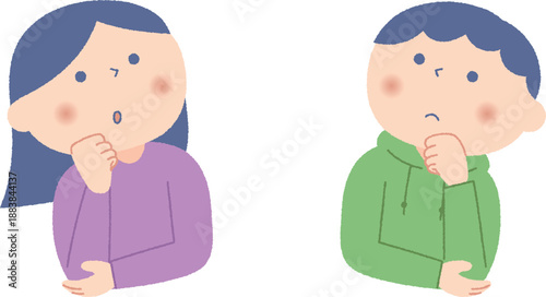 考え事をする男の子と女の子
