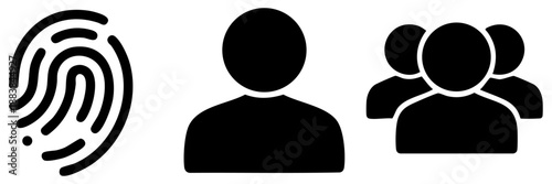 Biometric identification and group recognition isolated on transparent background, Vector