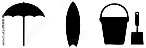 Beach day essentials isolated on transparent background, Vector