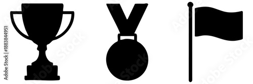 Symbols of achievement and victory isolated on transparent background, Vector