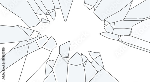 Shattered glass pattern vector illustration showing a forceful impact and radiating broken fragments