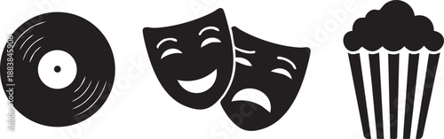 Entertainment icons isolated on transparent background, Vector