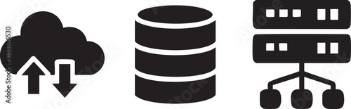 Cloud storage and data management isolated on transparent background, Vector