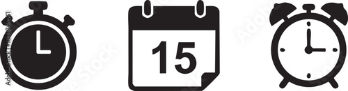 Time management icons isolated on transparent background, Vector