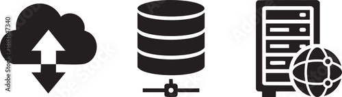 Cloud storage and data management isolated on transparent background, Vector