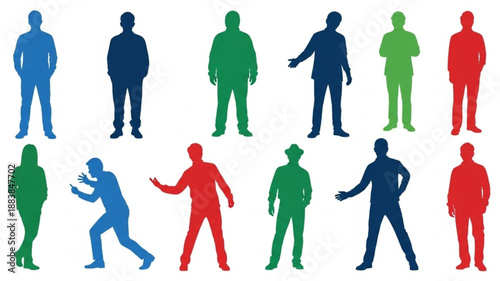 Collection of Diverse Human Silhouettes in Various Poses.