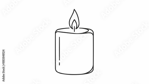 Simple line drawing of a lit candle with a flame.